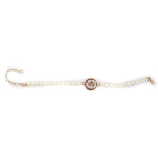 Bracciale perle Cameo Italiano in argento rosè con cammeo fiore