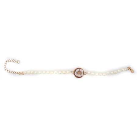 Bracciale perle Cameo Italiano in argento rosè con cammeo fiore