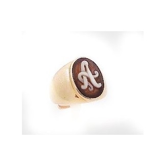 Italienischen Cameo Ring in Silber stieg Wein mit ersten A-A51