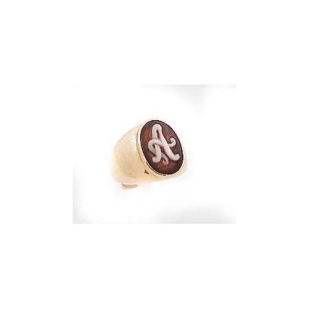 Italian Cameo ring in silver rose wine with initial A-A51