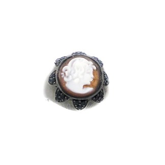 Cameo ring Italian cameo silver time woman-A55