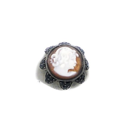 Anello Cameo Italiano in argento con cammeo volta di donna - A55