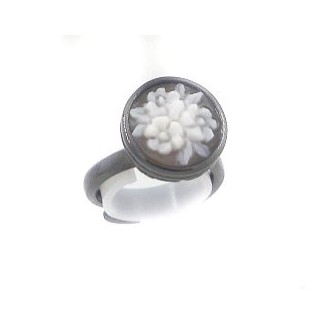 Anello Cameo Italiano in argento con cammeo fiore - A10