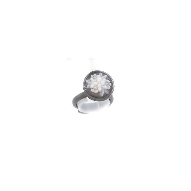Anello Cameo Italiano in argento con cammeo fiore - A10