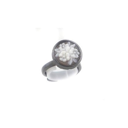 Kamee Ring italienischen Kamee Silber Blume-A10