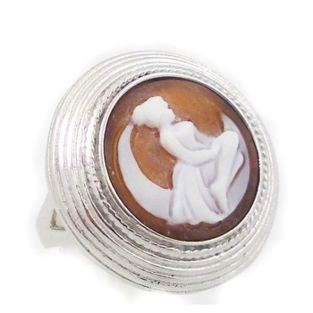 Italienischen Cameo ring in Sterlingsilber Cameo-Auftritt mit Frau auf dem Mond-A47