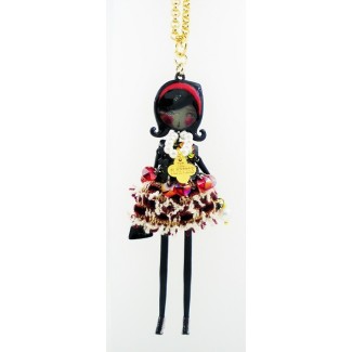 Necklace Le Carose line Flappers fabric dress with crystal pendants