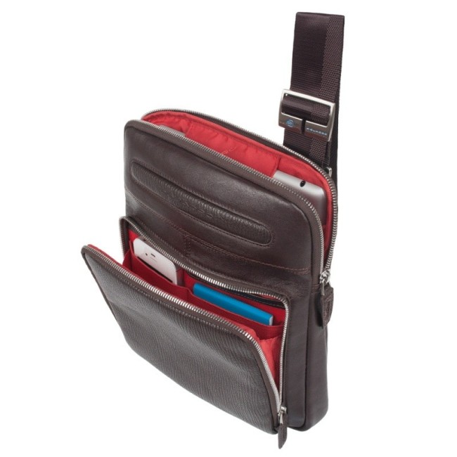 Flat leather shoulder bag Brown-Ca1358w55/TM