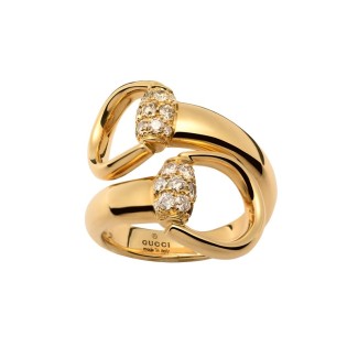 Gucci Horsebit Ring in Gelbgold und Diamanten - YBC357036001014