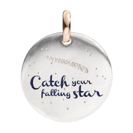 Pendente moneta grande Queriot Catch your falling star argento e oro
