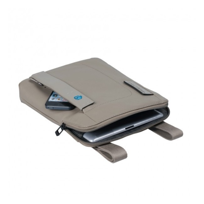 Piquadro-CA1358P15 grey leather iPad pouch with Pulse/GR