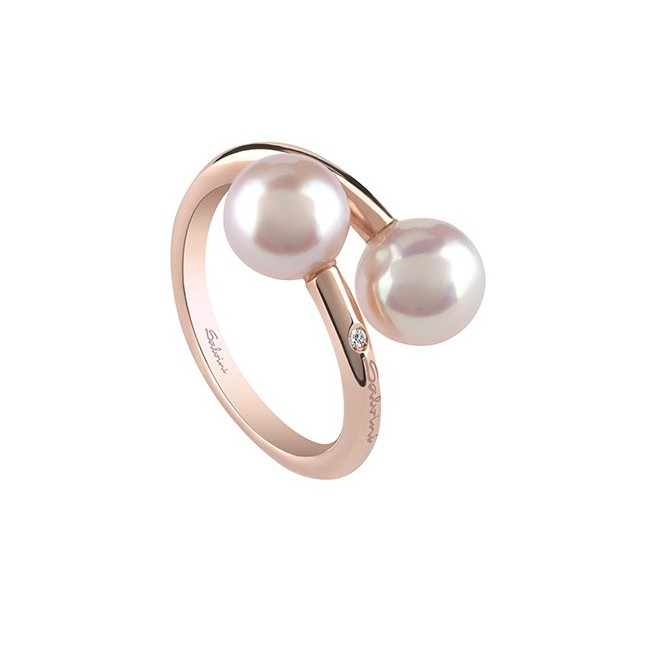 Pearl rose gold ring contrariè Salvini Pin Up and shiny