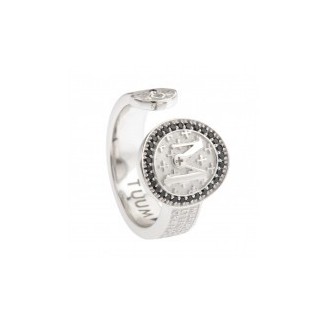 Anello TUUM Infinituum Mater Argento rodiato, spinelli neri e diamante nero