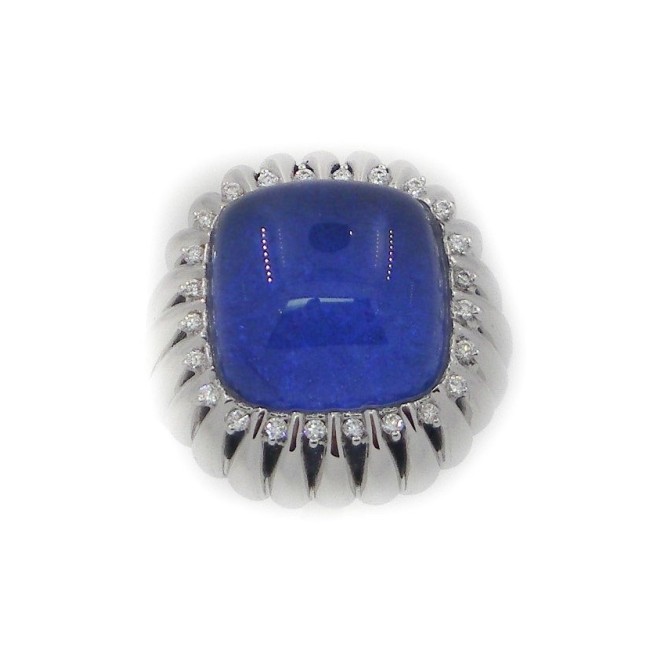 Blue quartz and diamond ring Passion Giorgio Visconti