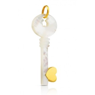 Mother of Pearl and gold key pendant Tous large 2