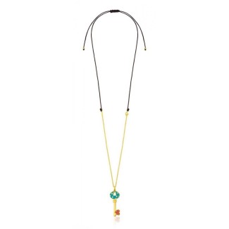 Gold-plated silver and enamel pendant key necklace Tous
