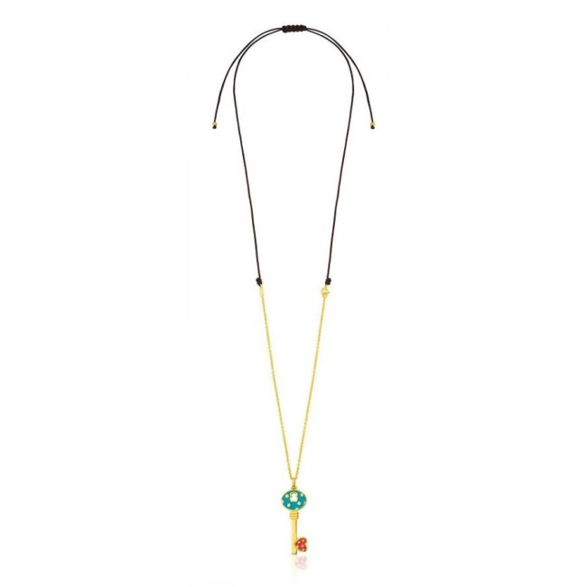 Vergoldete Silber und Emaille-Anhänger Halskette Tous