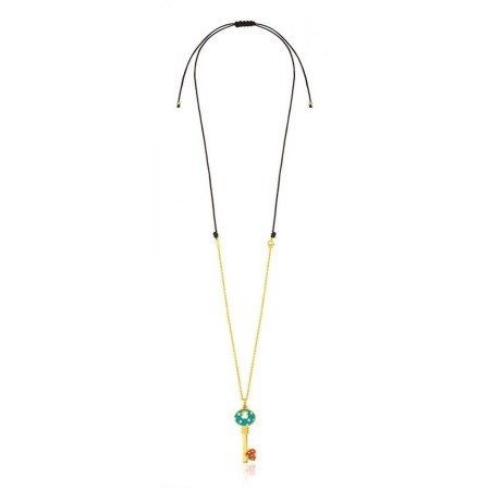 Gold-plated silver and enamel pendant key necklace Tous
