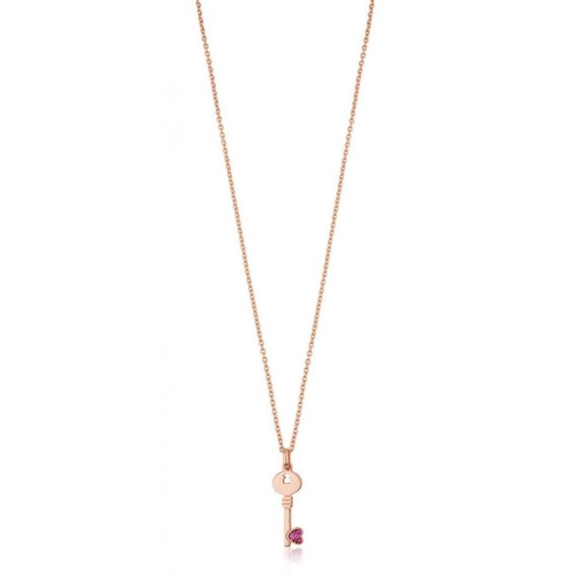 Collana in argento dorato rosè chiave pendente Tous