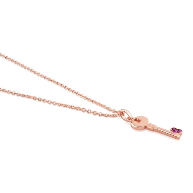 Collana in argento dorato rosè chiave pendente Tous