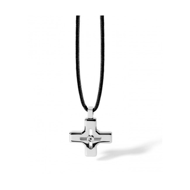 Collana con Croce in acciaio Comete Uomo linea Link