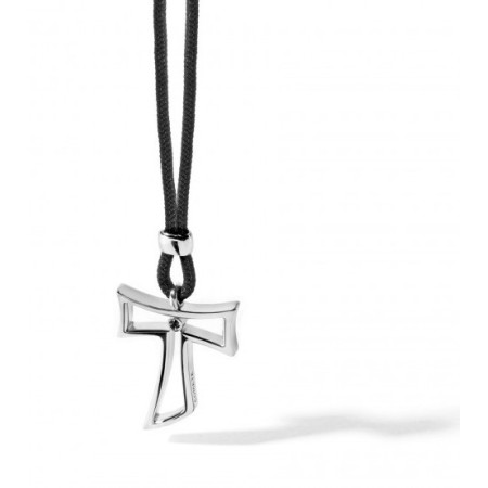 Men's stainless steel and line cord necklace Tao Comets Holy