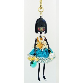 Collana bambola Le Carose Flappers con gonna azzurra
