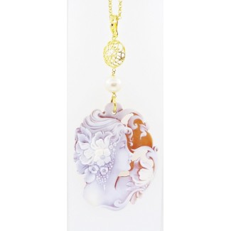 Italian Cameo pendant necklace with Cameo woman face 2