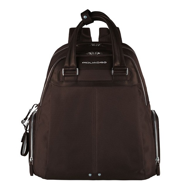 Piquadro Brown fabric backpack pockets Link-CA3445LK/TM
