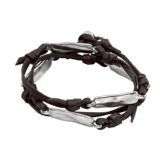 Bracciale Uno de50 By the nails cuoio e metallo uomo