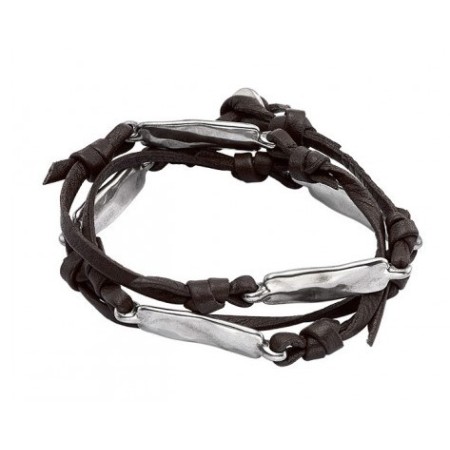 Bracciale Uno de50 By the nails cuoio e metallo uomo