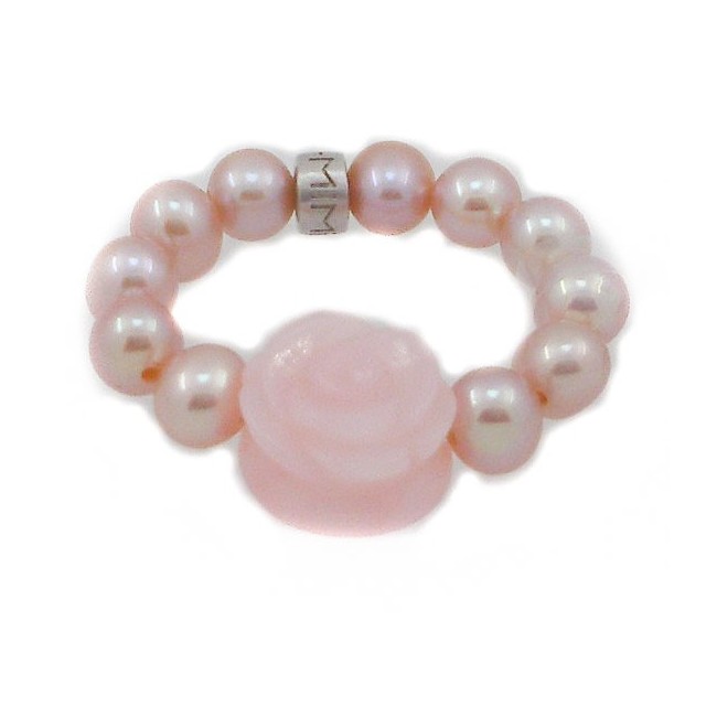 Mimi Perlen mit Rose in Rosa Opal Ring