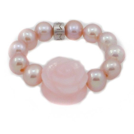 Ring Mimì in pearls with rose in pink Opal