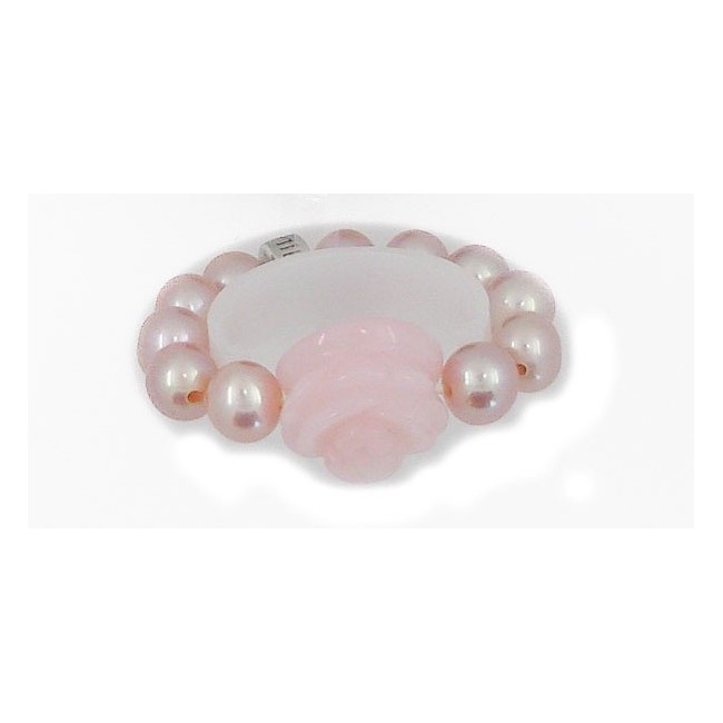 Ring Mimì in pearls with rose in pink Opal