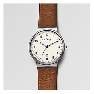 Orologio uomo Skagen Ancher pelle cammello - SKW6082