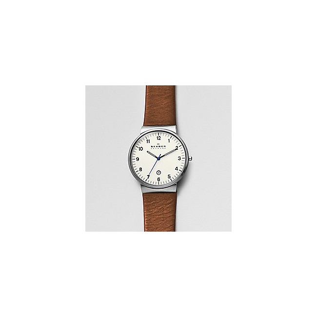 Orologio uomo Skagen Ancher pelle cammello - SKW6082