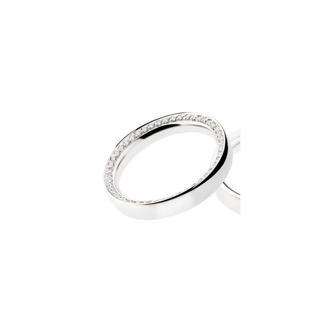 Fede Nuziale Donna Polello oro bianco con dimananti veretta -  L2887DB