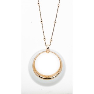 Collana Fidia in Argento rosè con pendente smalto bianco - C91S/R