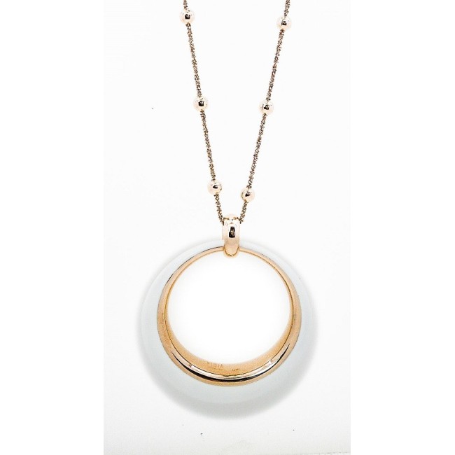 Collana Fidia in Argento rosè con pendente smalto bianco - C91S/R
