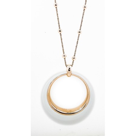 Collana Fidia in Argento rosè con pendente smalto bianco - C91S/R