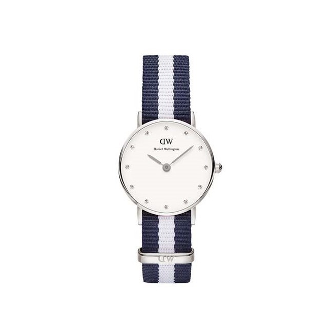 Sehen Sie Daniel Wellington Silber edel Glasgow blau Stoff