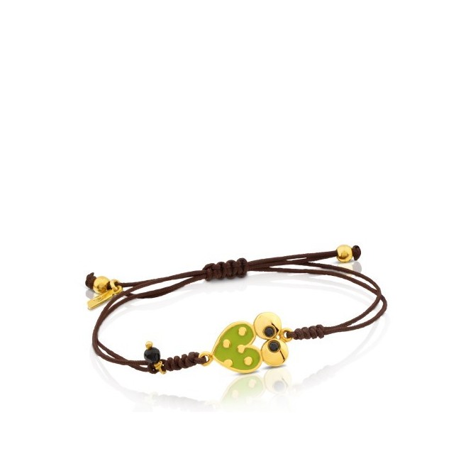 Polyester enameled green with golden heart bracelet Tous-612,631,570