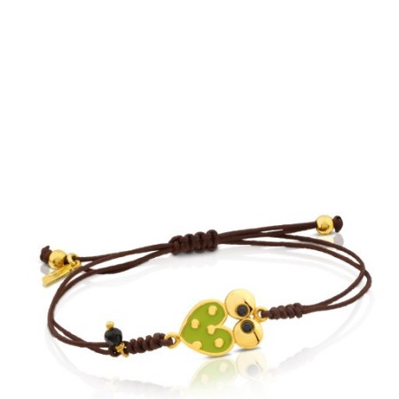 Polyester enameled green with golden heart bracelet Tous-612,631,570