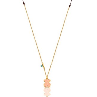 Collana Tous Face placcata rosè con Orso smaltato rosa - 612632550