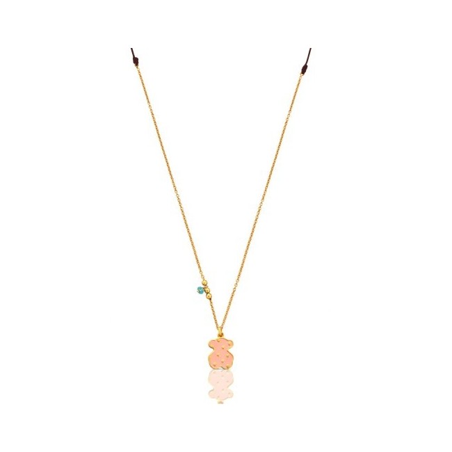 Collana Tous Face placcata rosè con Orso smaltato rosa - 612632550