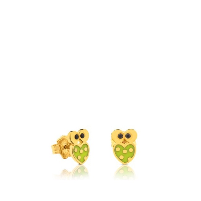 Ohrstecker Tous Gesicht mit grünen Emaille Herz-612,633,590