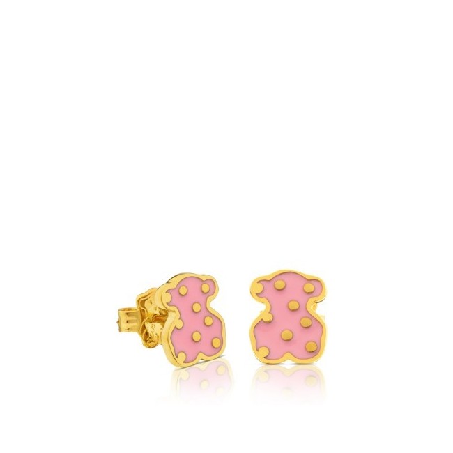 Orecchini a lobo Tous Face con orso smaltato rosa - 612633610