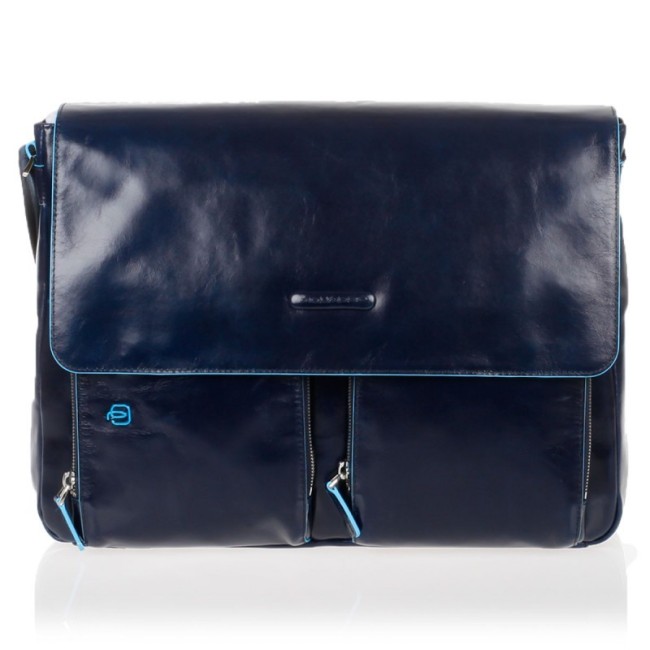 Piquadro blue leather Messenger Blue Square-CA3337B2/Blue2