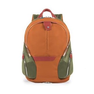 Piquadro Rucksack Klein Orange Stoff und Leder Coleos