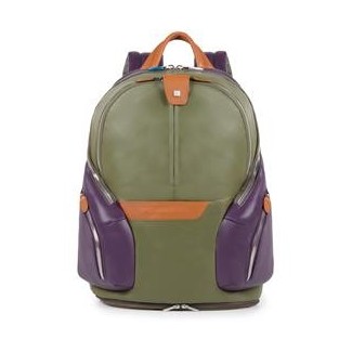 Zaino Piquadro piccolo in pelle e tessuto verde Coleos - CA3936OS/VE